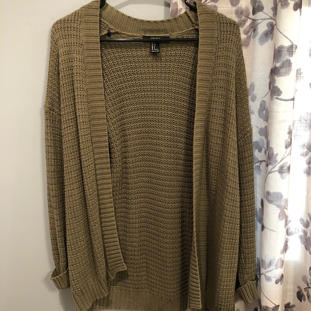 Forever 21 green cardigan